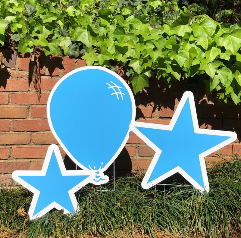 baby blue balloons & stars - Northside Yard Cards