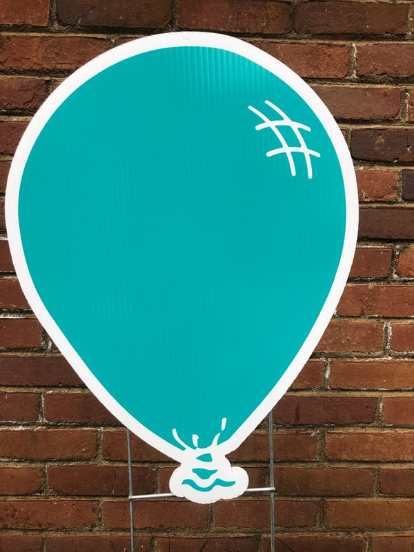 Large teal balloon - Northside Yard Cards