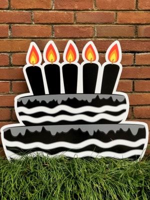 Over the Hill - Black Birthday Cake - Northside Yard Cards