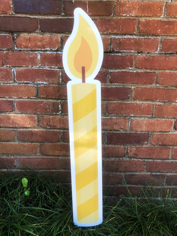 Yellow Birthday/Hanukkah Candle - Northside Yard Cards