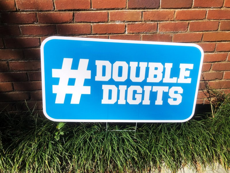 #DOUBLE DIGITS Blue Sign - Northside Yard Cards