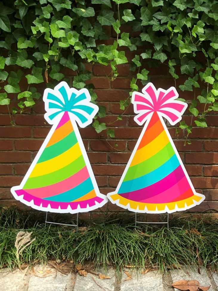 Multi-Colored Party Hats - Northside Yard Cards - Buckhead