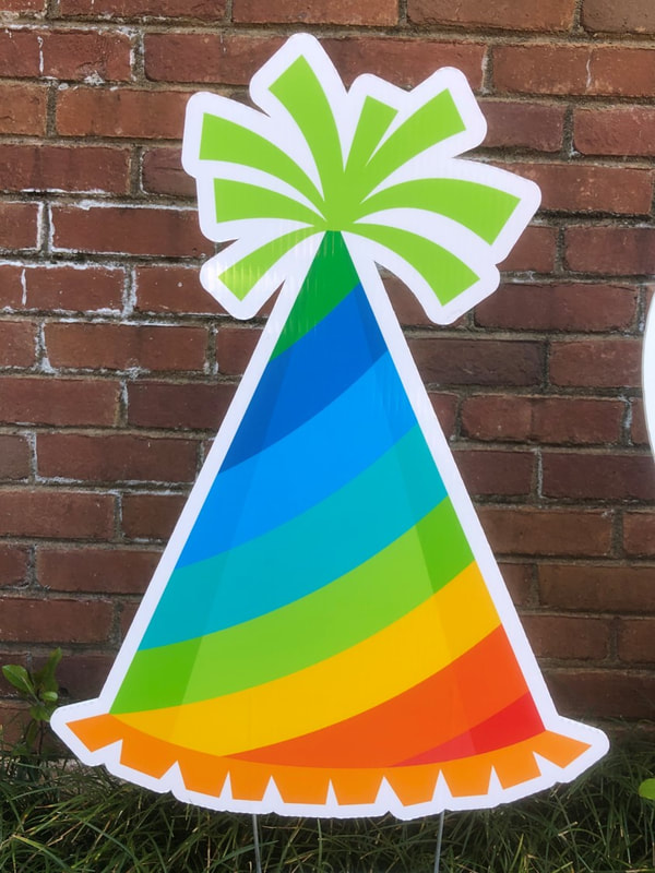 Rainbow Party Hat - Northside Yard Cards