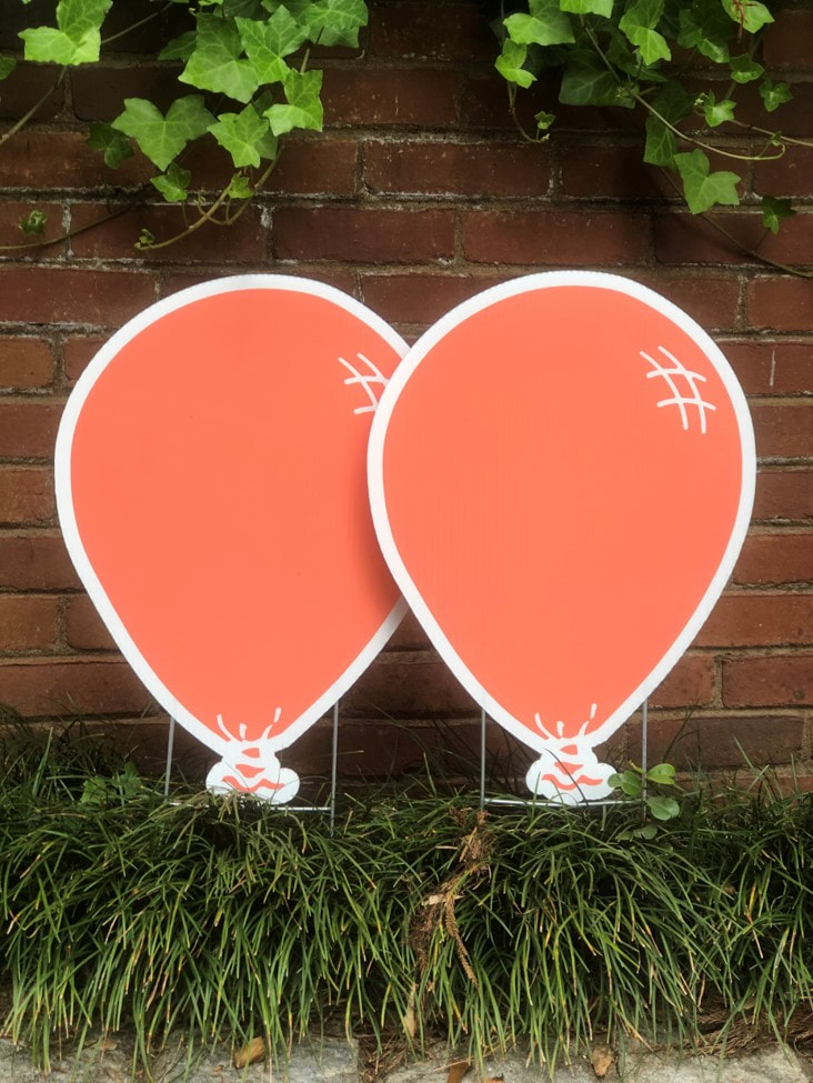 Peach Pink balloon - Northside Yard Cards