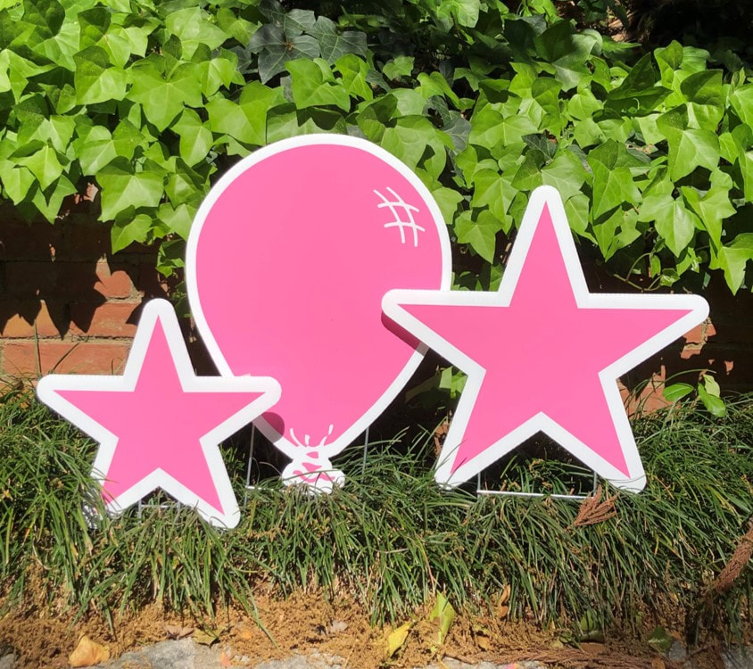 baby pink balloons & stars - Northside Yard Cards