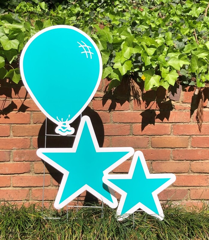 teal balloons & stars - Northside Yard Cards